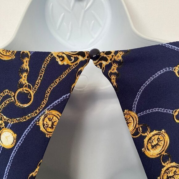 Navy Blue and Gold Chain Print Dress - Picture 9 of 12